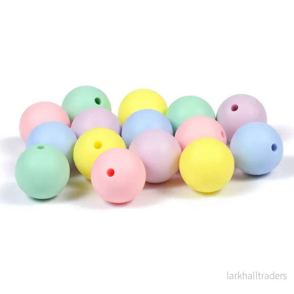 Set med silikonpärlor, ”pastell”, 15mm, 15-pack Set med silikonpärlor, ”pastell”, 15mm, 15-pack