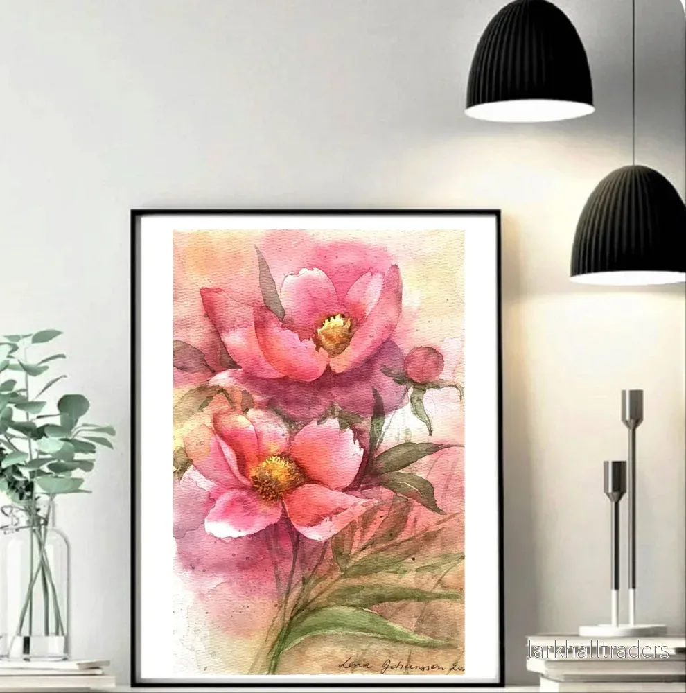 Helt ny Original akvarell "Peonies" - Bild 2