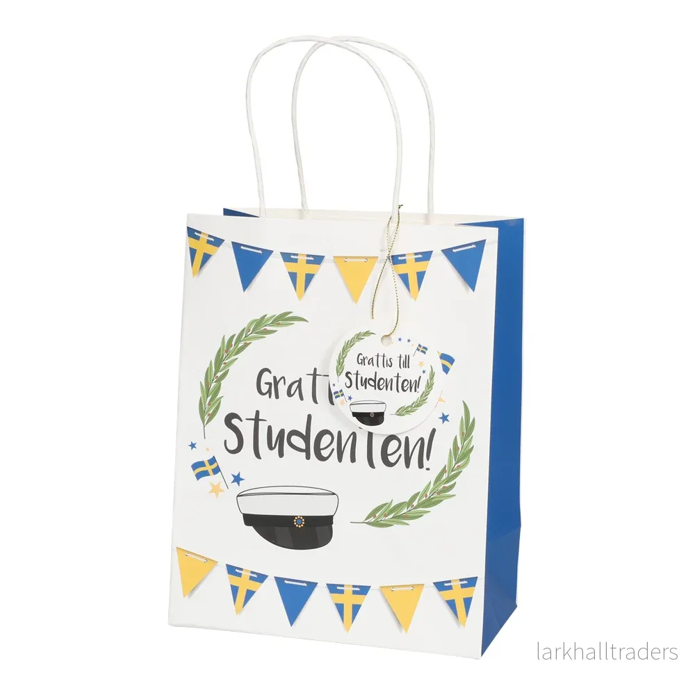 Presentpåse, grattis till studenten 18×32 cm Presentpåse, grattis till studenten 18×32 cm