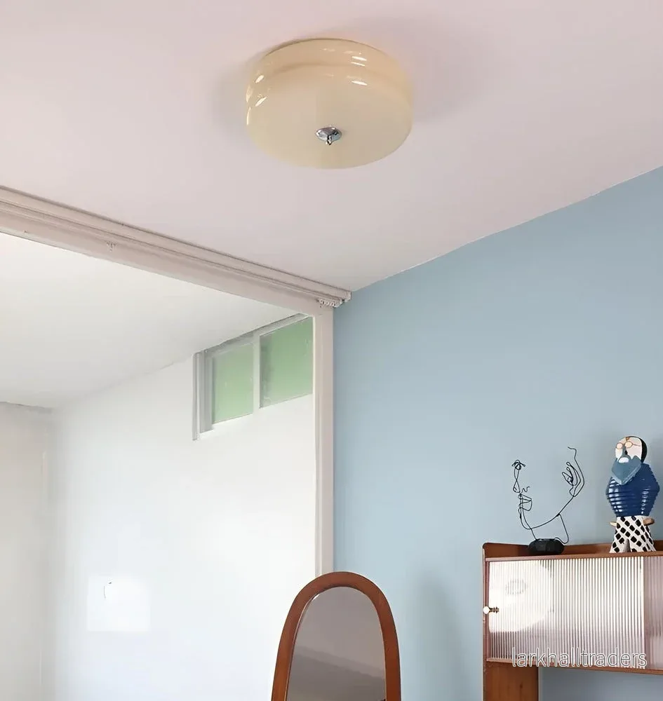 Kreolux – Rund Taklampa i Krämfärgat Glas med Integrerad LED - Bild 3