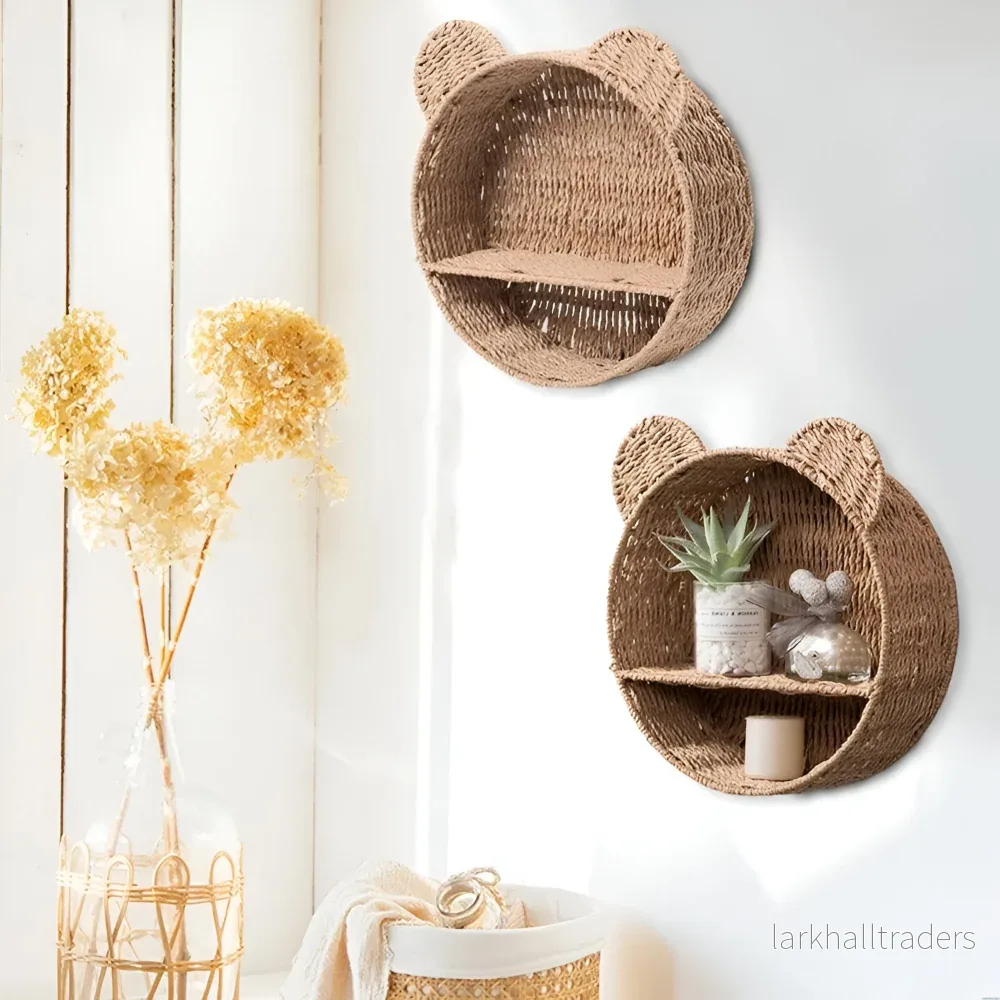 RattaZoo Shelf – Handgjord Djurformad Rattan Vägghylla - Bild 3