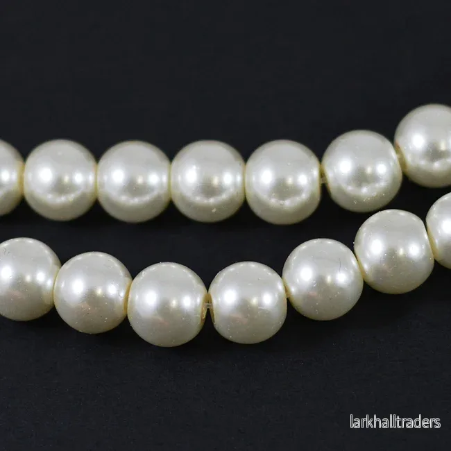 Vaxade glaspärlor, ivory, 8mm