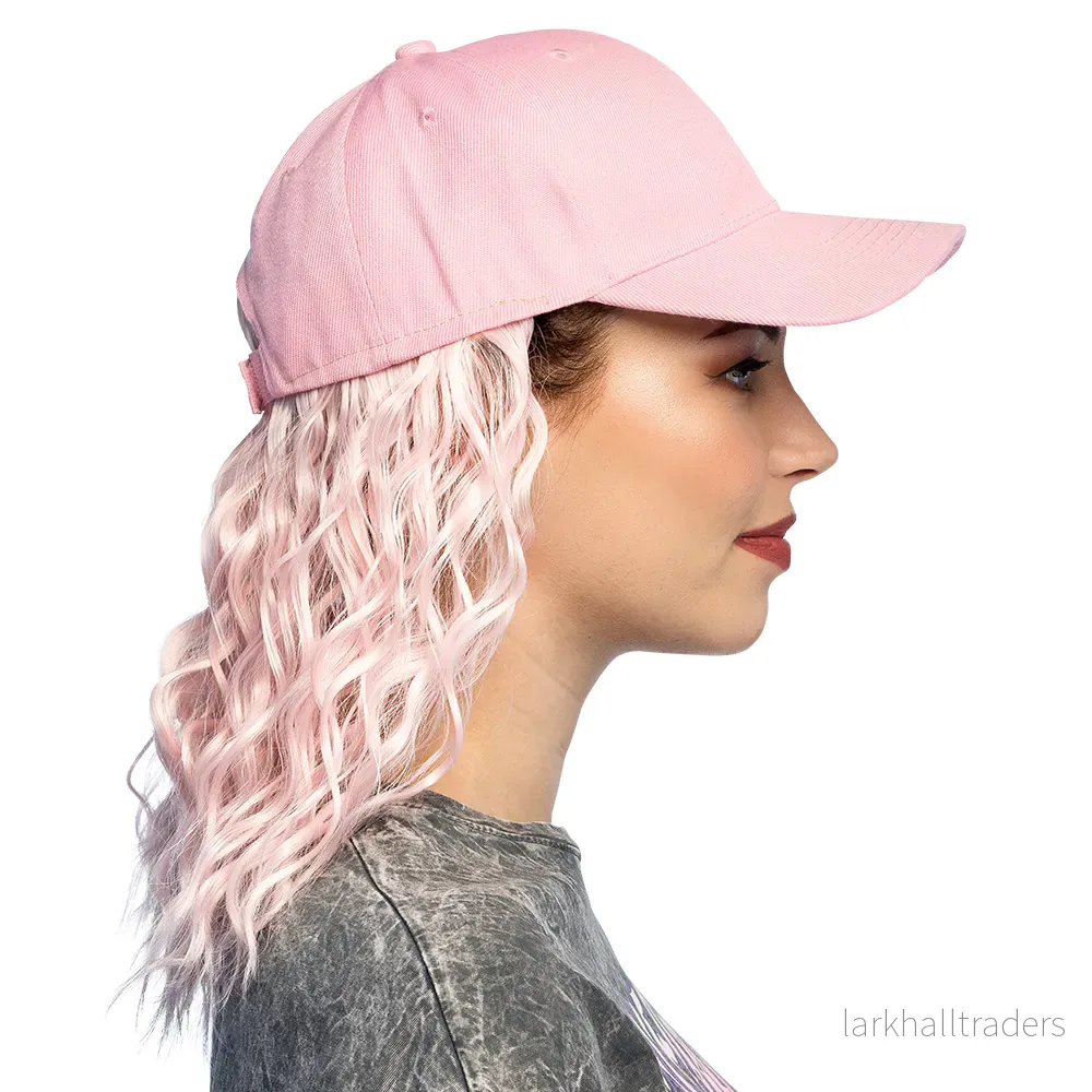 Keps med hår, rosa - Bild 3