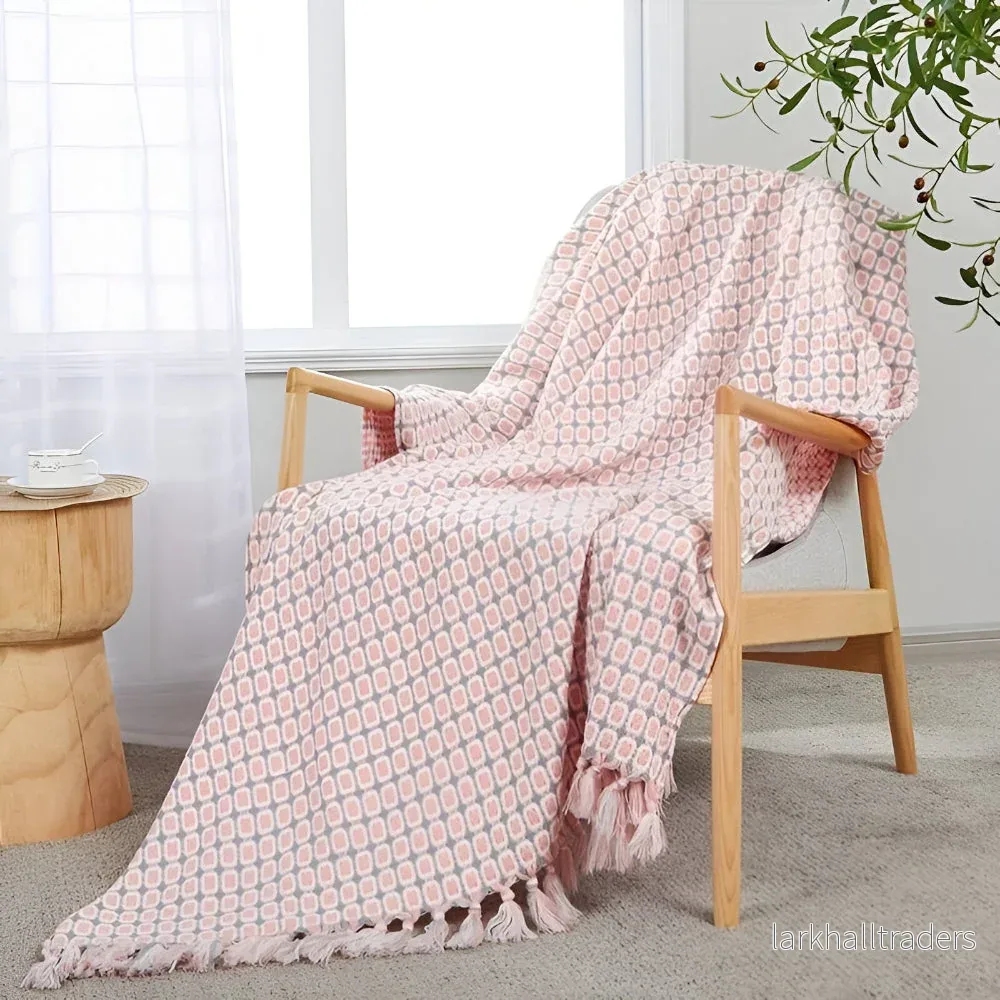 PeaKnit Aura – Färgstark Fransad Fleecefilt i Vintage-Design PeaKnit Aura – Färgstark Fransad Fleecefilt i Vintage-Design