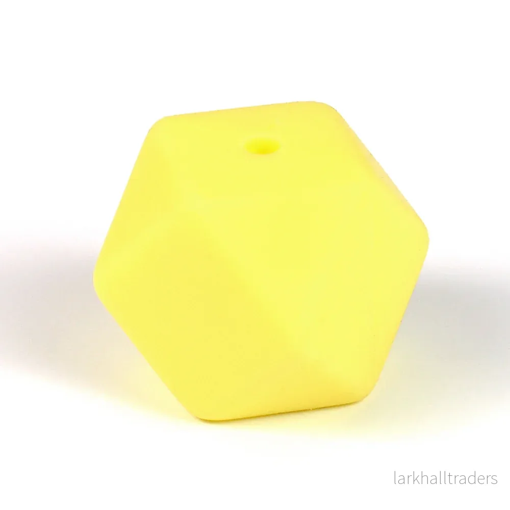 Kantig silikonpärla, pastellgul, 18mm