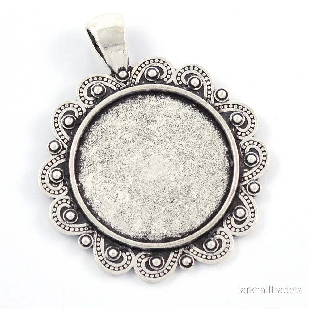 Ramberlock med ornament, antiksilver, 25mm