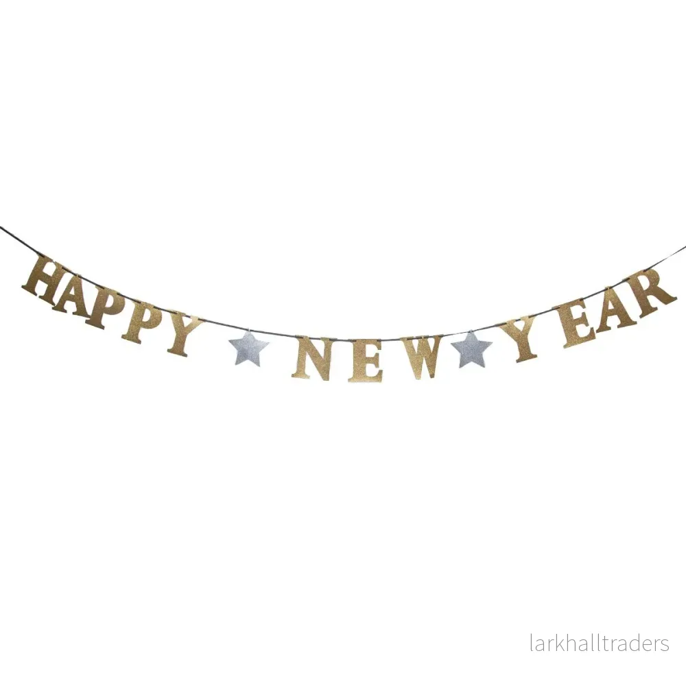 Girlang, happy new year guld 360×13 cm Girlang, happy new year guld 360×13 cm