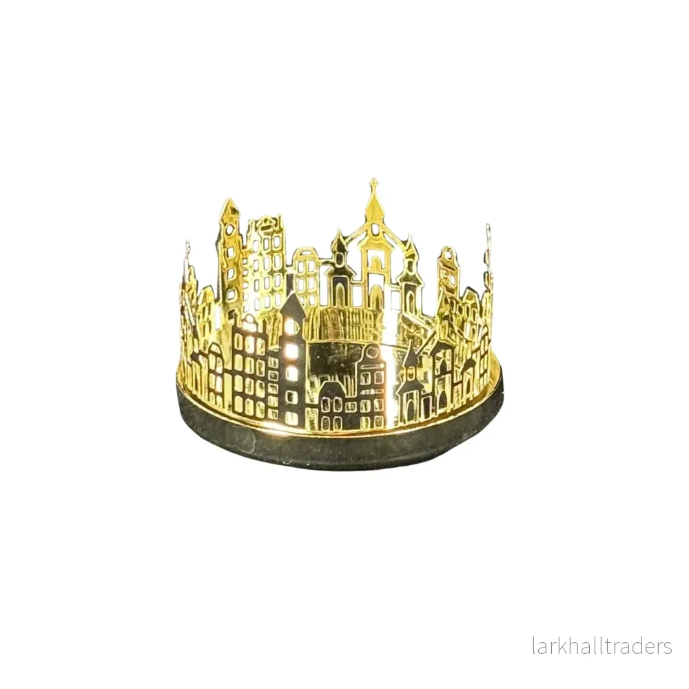 Teljus dekoration utan glas stad i guld Teljus dekoration utan glas stad i guld