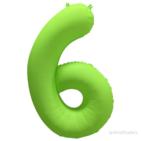 Folieballong siffra, 6 neon grön 86 cm Folieballong siffra, 6 neon grön 86 cm