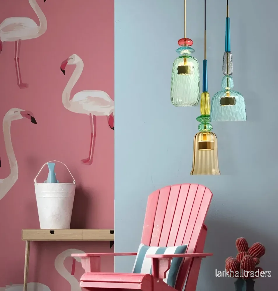 LumiFuse – Flerfärgad Glaspendellampa i Nordic Macaron-Design - Bild 2
