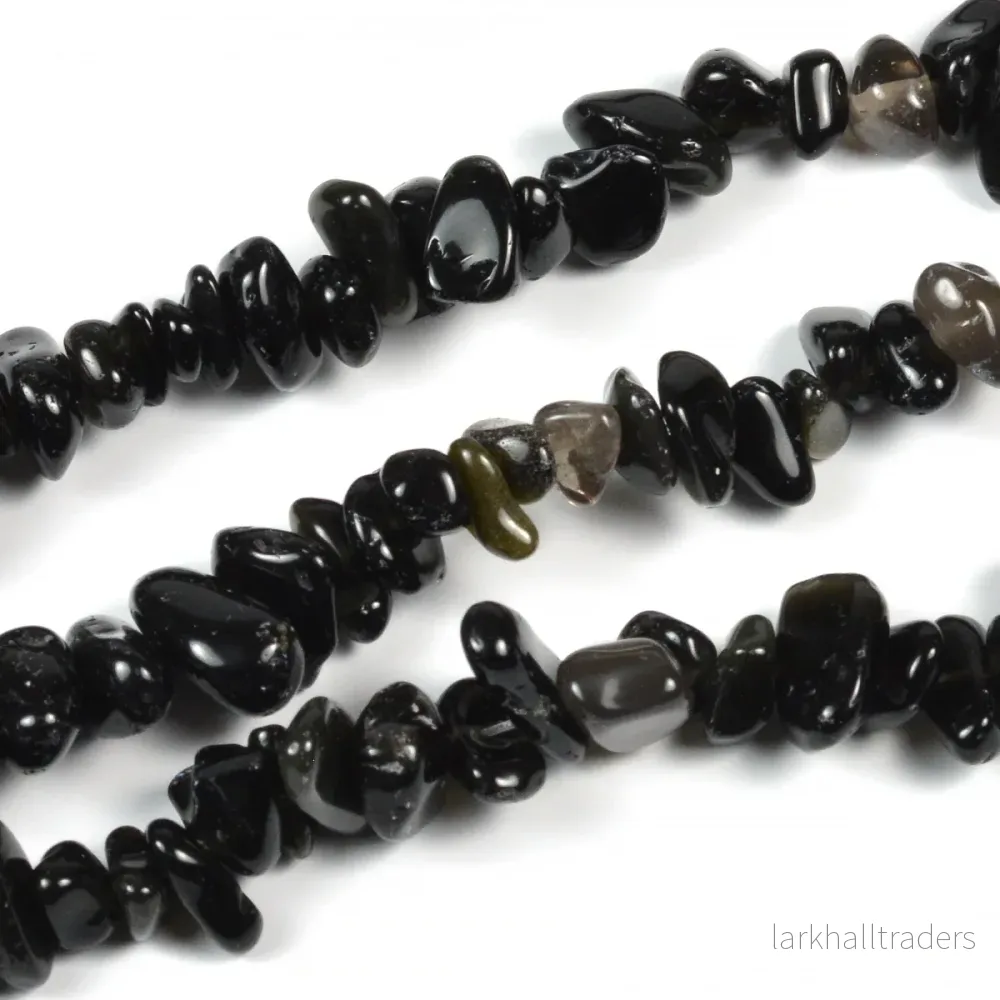 Obsidian pärlor, chips, 4-8mm Obsidian pärlor, chips, 4-8mm
