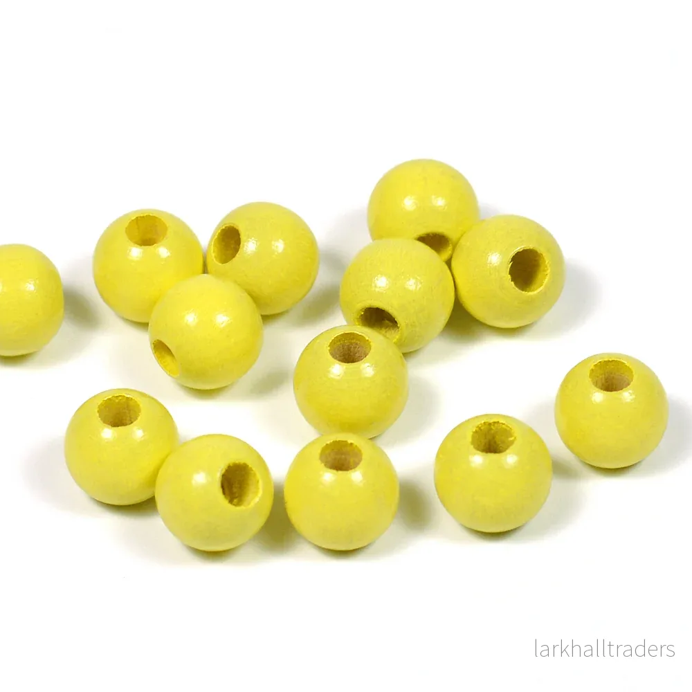 Träpärlor, 8mm, pastellgul, 60st Träpärlor, 8mm, pastellgul, 60st