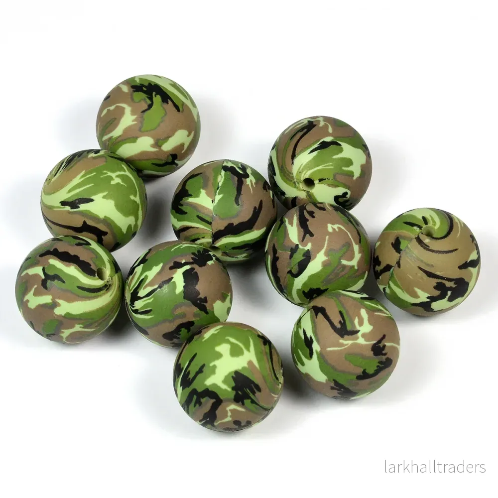 Silikonpärlor, camouflage, 19mm - Bild 2