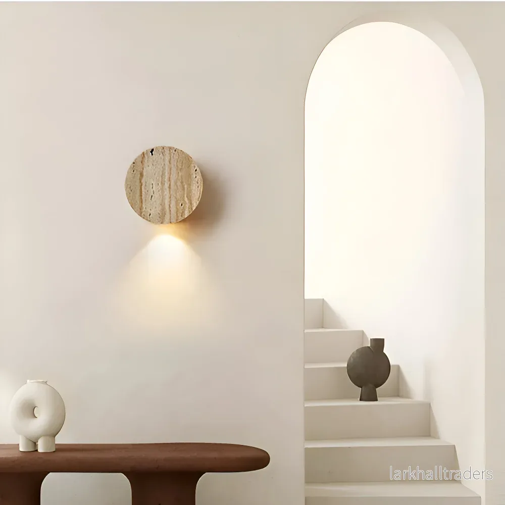 TerraLume – Beige Rund Vägglampa i Marmor med Wabi Sabi Design - Bild 3