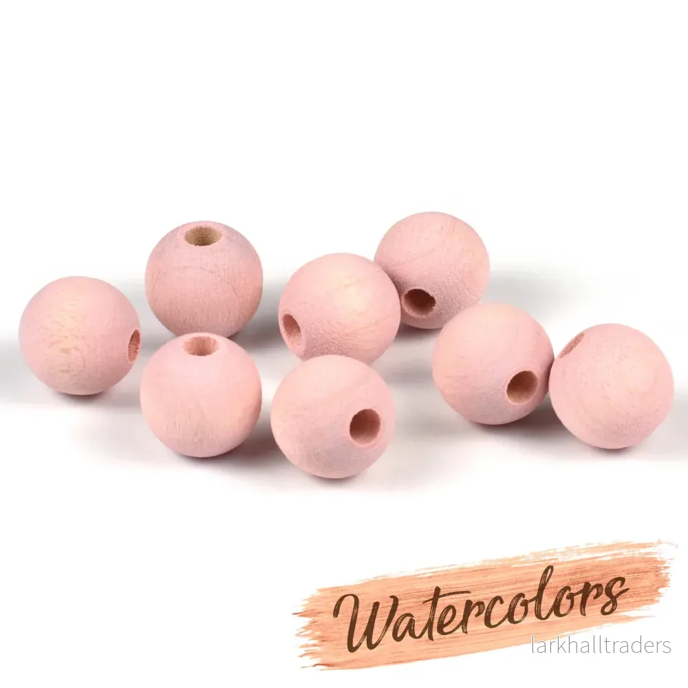 Träpärlor, 10mm, watercolors – rose, 40st
