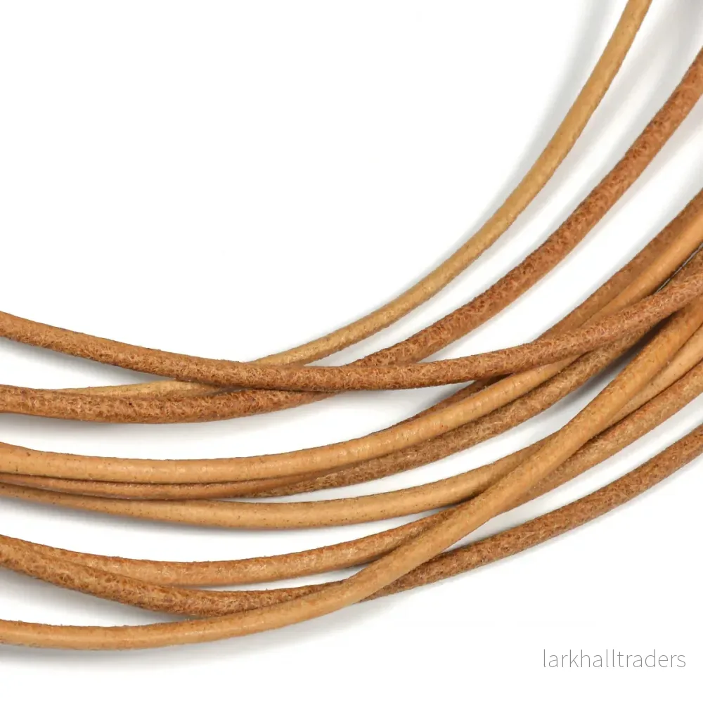 Lädersnöre, natur, 2mm