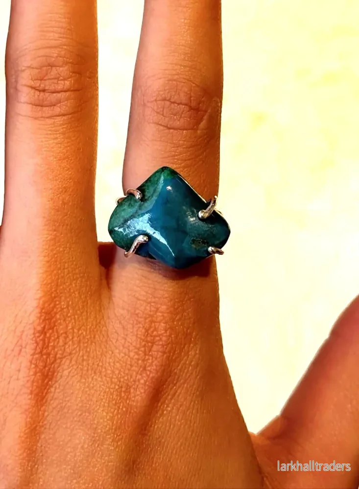 Silver ring Chrysocolla