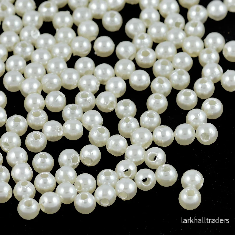 Pärlimitation i akryl, 4mm, ivory, 600st Pärlimitation i akryl, 4mm, ivory, 600st