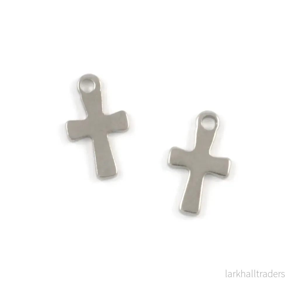 Berlock, kors, rostfritt stål, 7x12mm, 5st Berlock, kors, rostfritt stål, 7x12mm, 5st