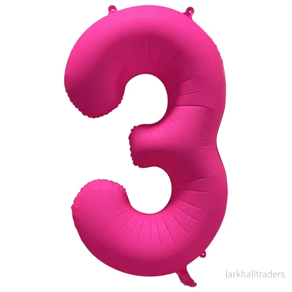 Folieballong siffra, 3 neon rosa 86 cm Folieballong siffra, 3 neon rosa 86 cm