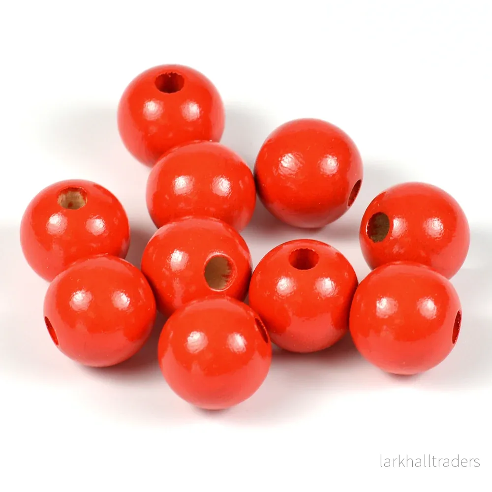 Träpärlor, 12mm, röd, 35st