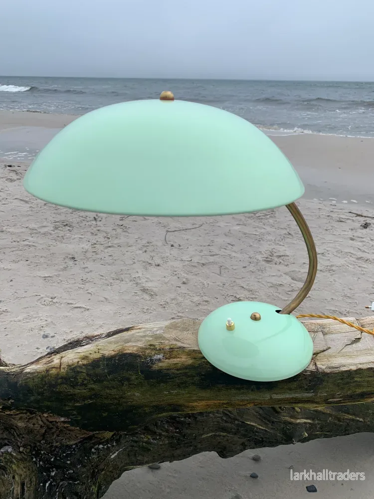Vintage lampa – Mintgrön med mässing