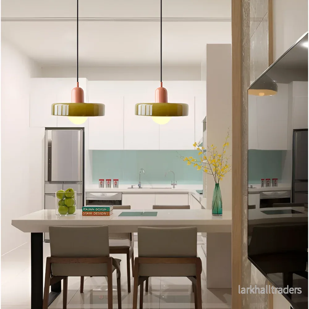 LustraGlow – Justerbar Färgglad Hängande Taklampa i Glas - Bild 2