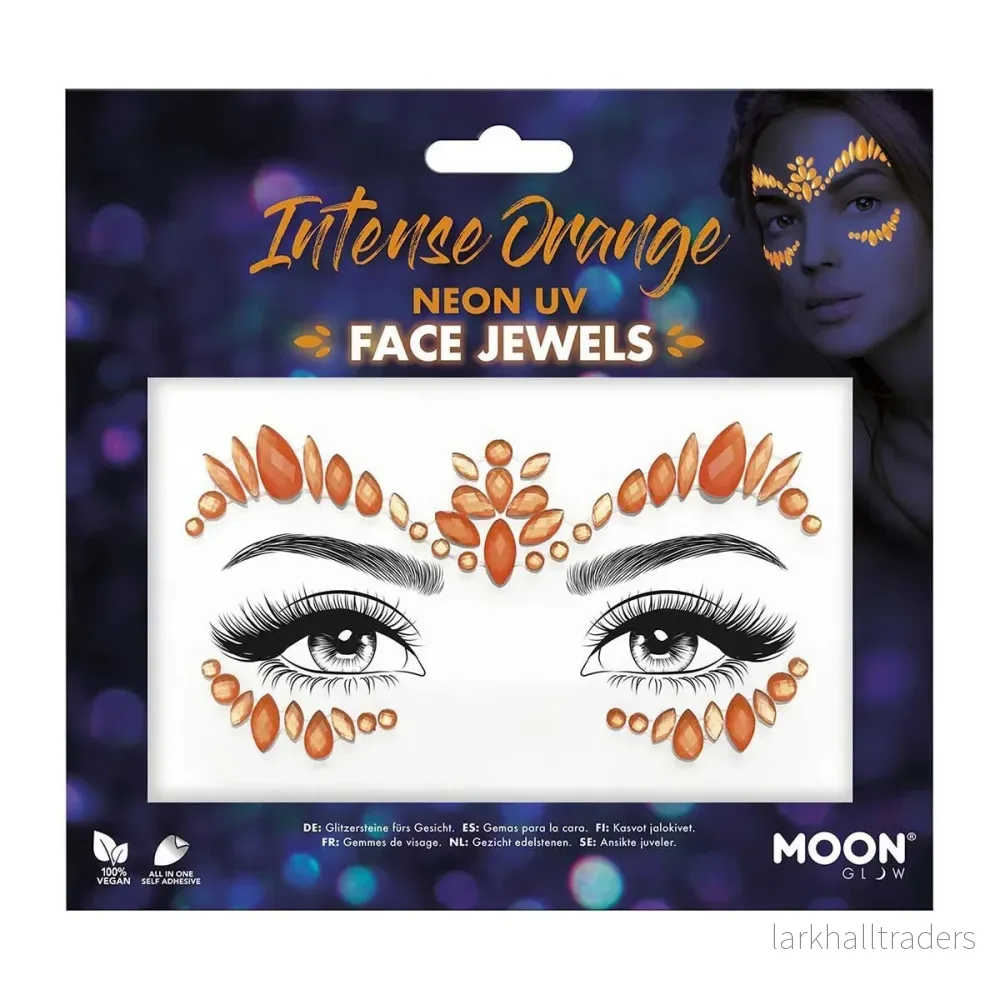 Moon Neon UV kroppsstenar, Intense Orange Face Jewels Moon Neon UV kroppsstenar, Intense Orange Face Jewels