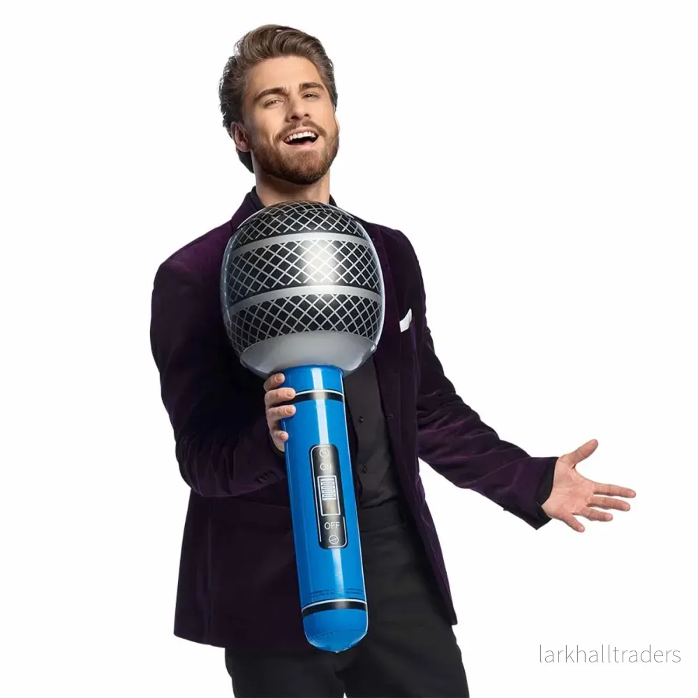 Uppblåsbar mikrofon, blå 76 cm - Bild 2