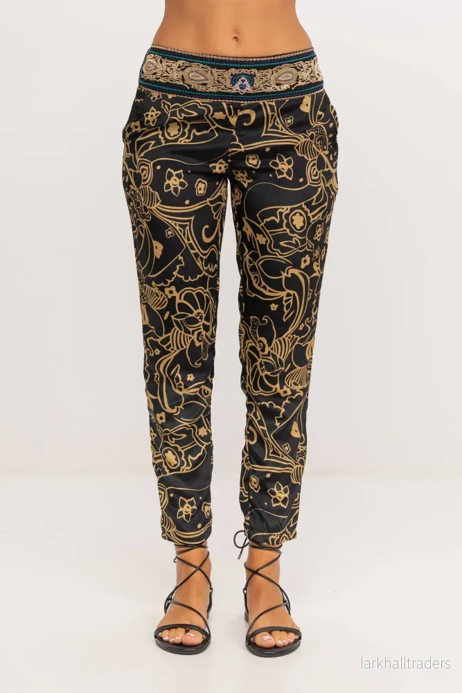Embroidered Boho Pants Black & Gold - Bild 2