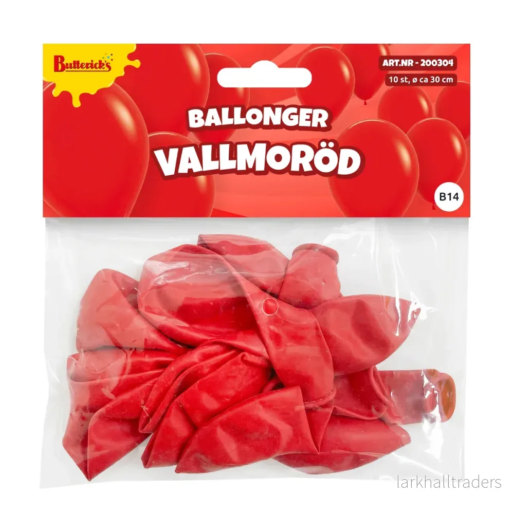 Ballonger, vallmoröd 30 cm 10 st - Bild 2