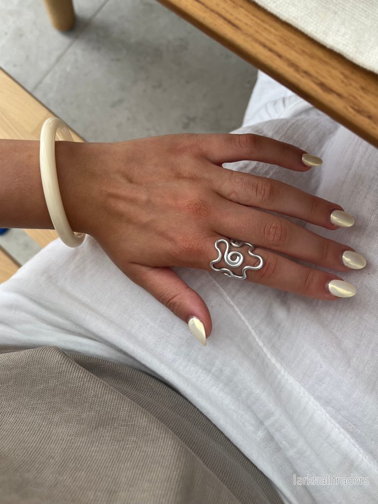 Ring, Retro flower – Silver