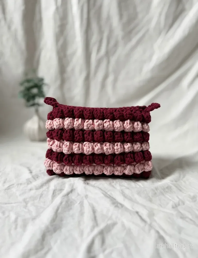 Virkad bubblig necessär, röd/Rosa - Mellan storlek - Bild 3