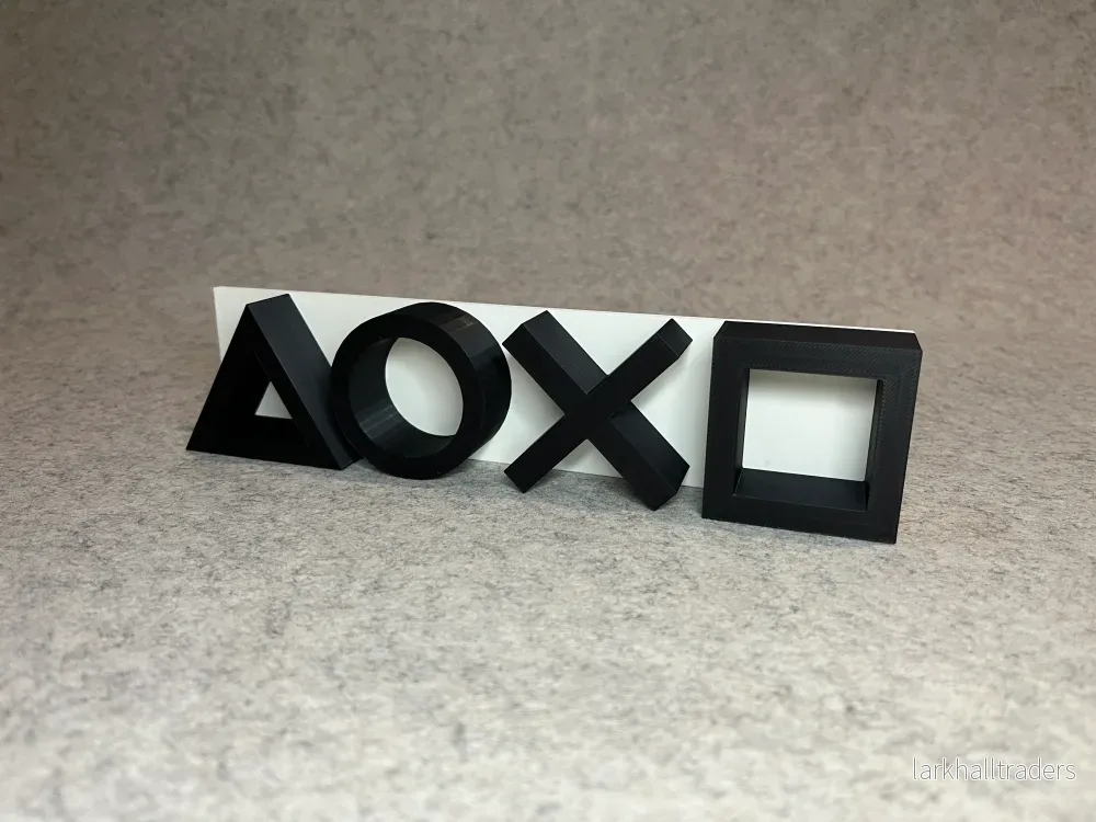 PlayStation-dekoration – 4 knappymboler i 3D på vit bas PlayStation-dekoration – 4 knappymboler i 3D på vit bas