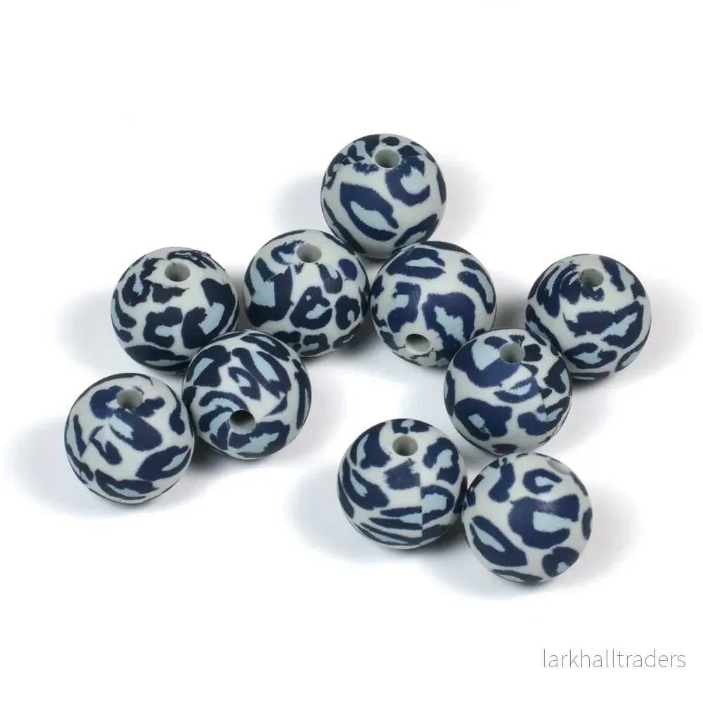 Silikonpärlor, leopard grå, 12mm - Bild 3