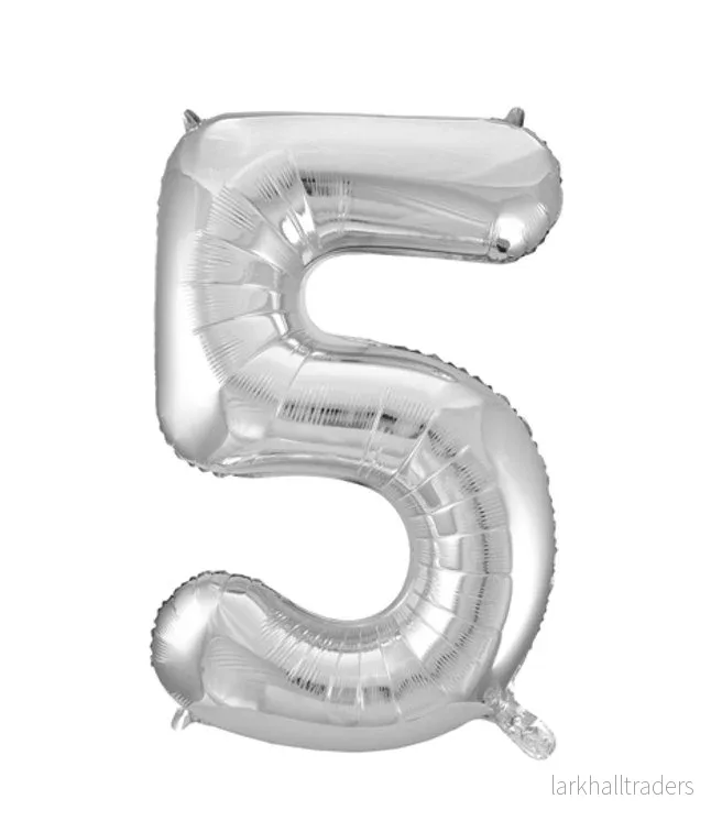 Folieballong, siffra 5 silver 86 cm Folieballong, siffra 5 silver 86 cm