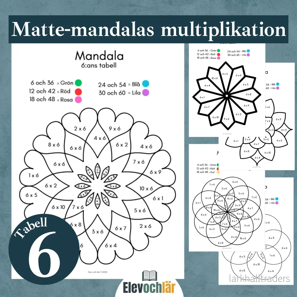 Matte-mandalas 6:ans multiplikationstabell Matte-mandalas 6:ans multiplikationstabell