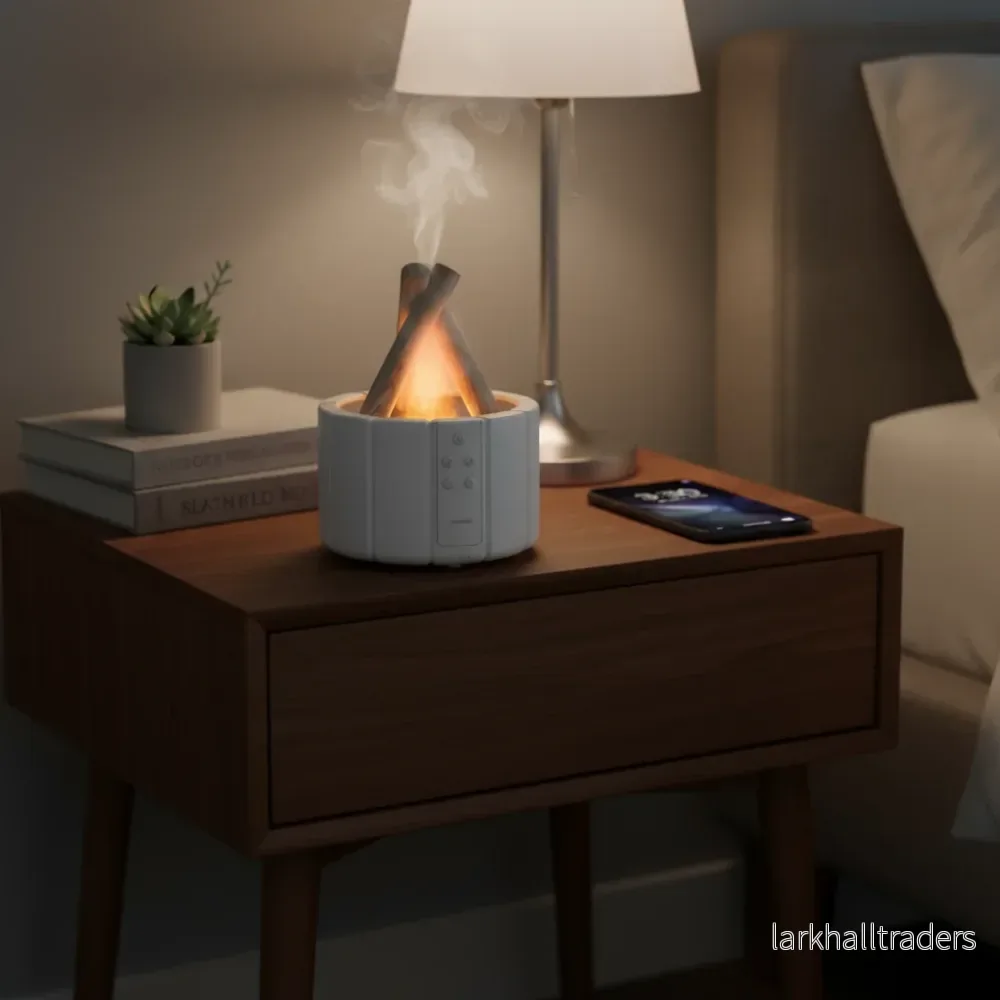 FlammaMist – Luftfuktare och bordslampa med aromaterapi och LED-ljus - Bild 2
