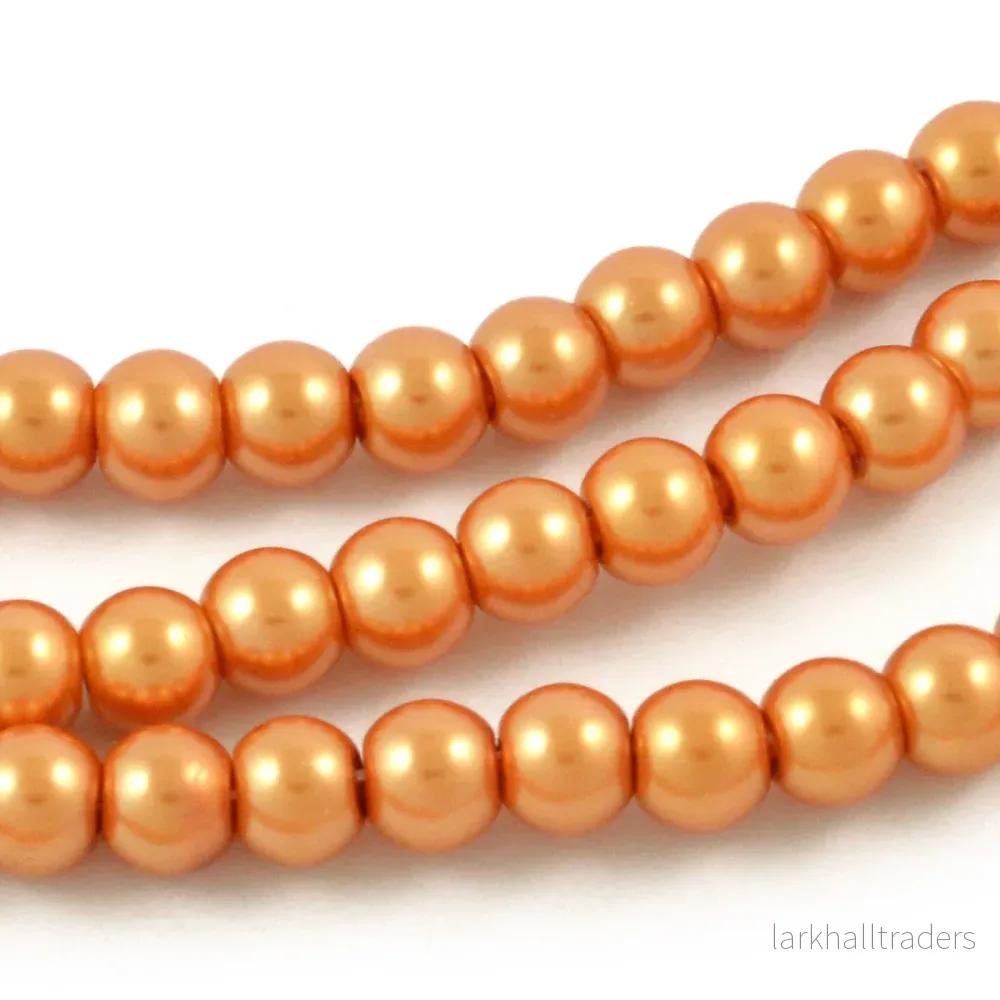 Vaxade glaspärlor, orange, 6mm Vaxade glaspärlor, orange, 6mm