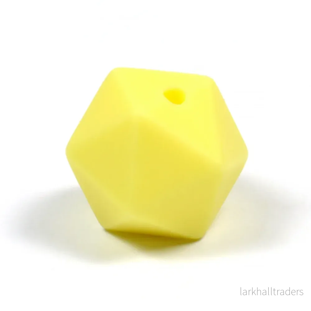 Kantig silikonpärla, pastellgul, 16mm