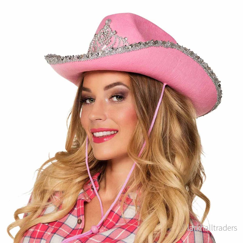 Cowboyhatt, tiara och glitter rosa - Bild 2