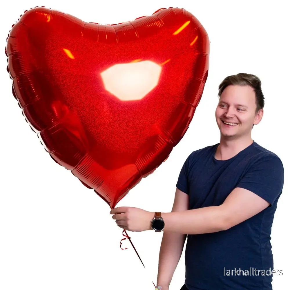Folieballong, hjärta glitter röd 91 cm - Bild 2