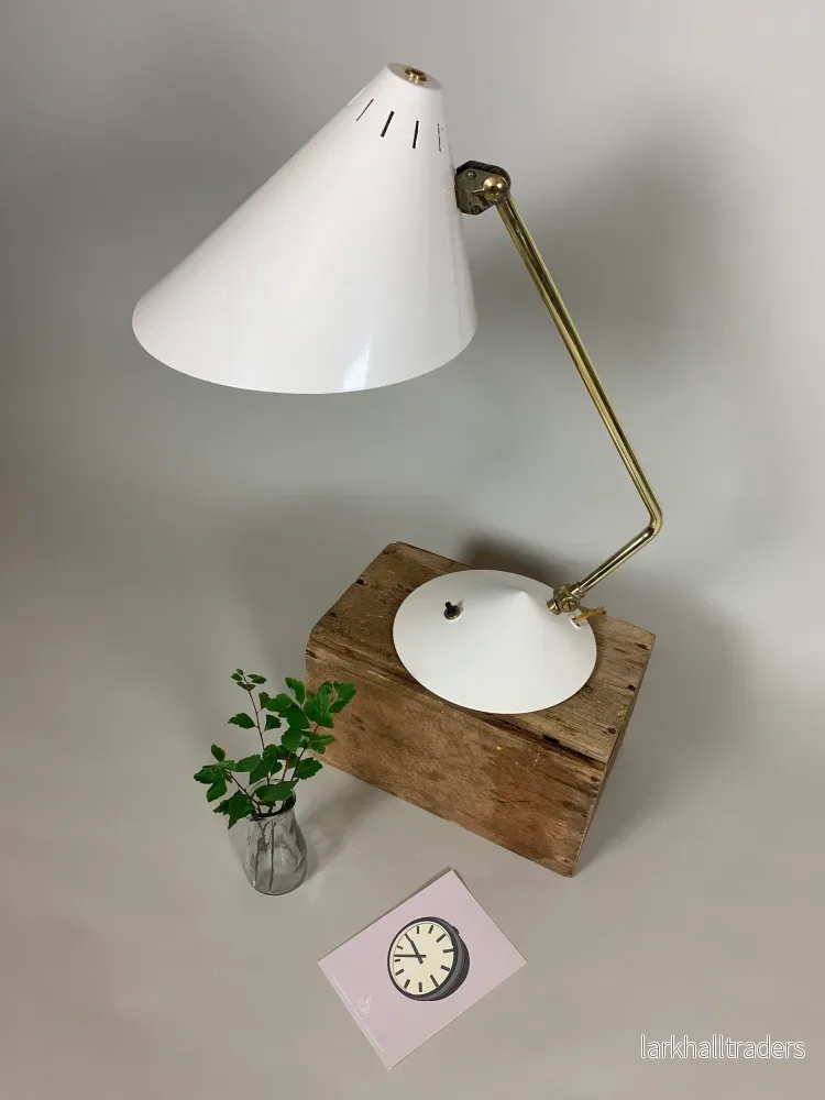 Hala bordslampa - Vit och mässing - Bild 3