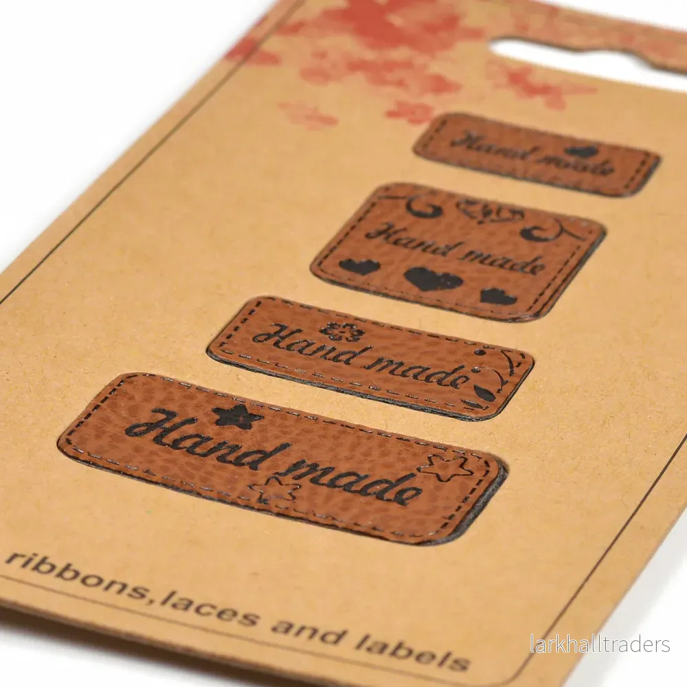 Opry konstläder etiketter "Hand made", 4-pack - Bild 2