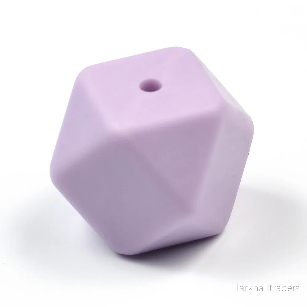Kantig silikonpärla, lavendel, 18mm