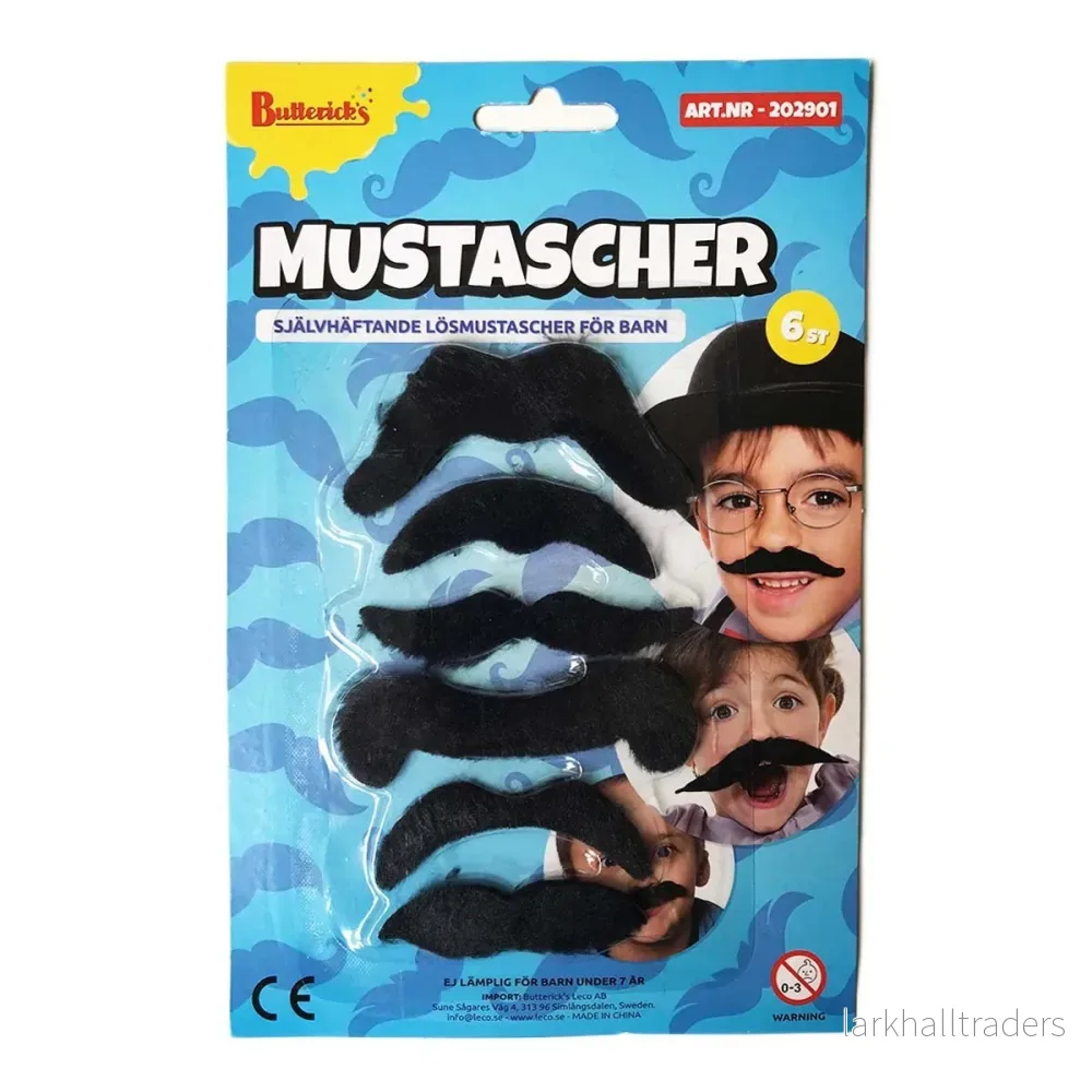 Mustascher, barn 6 st Mustascher, barn 6 st