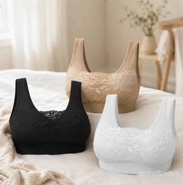 Comfort Bra – 3 st. sömlös bh med feminina spetsdetaljer - Bild 2