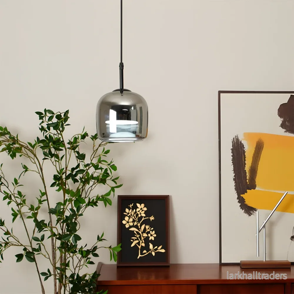 Goblera – Glaspendellampa i Svartgrå Design med Kelchform - Bild 3