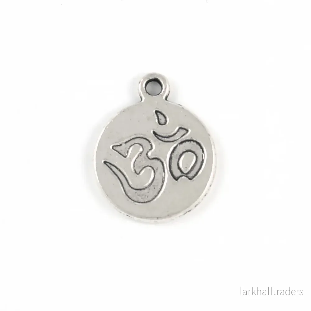 Rund berlock, Ohm, antiksilver, 13mm, 10st Rund berlock, Ohm, antiksilver, 13mm, 10st