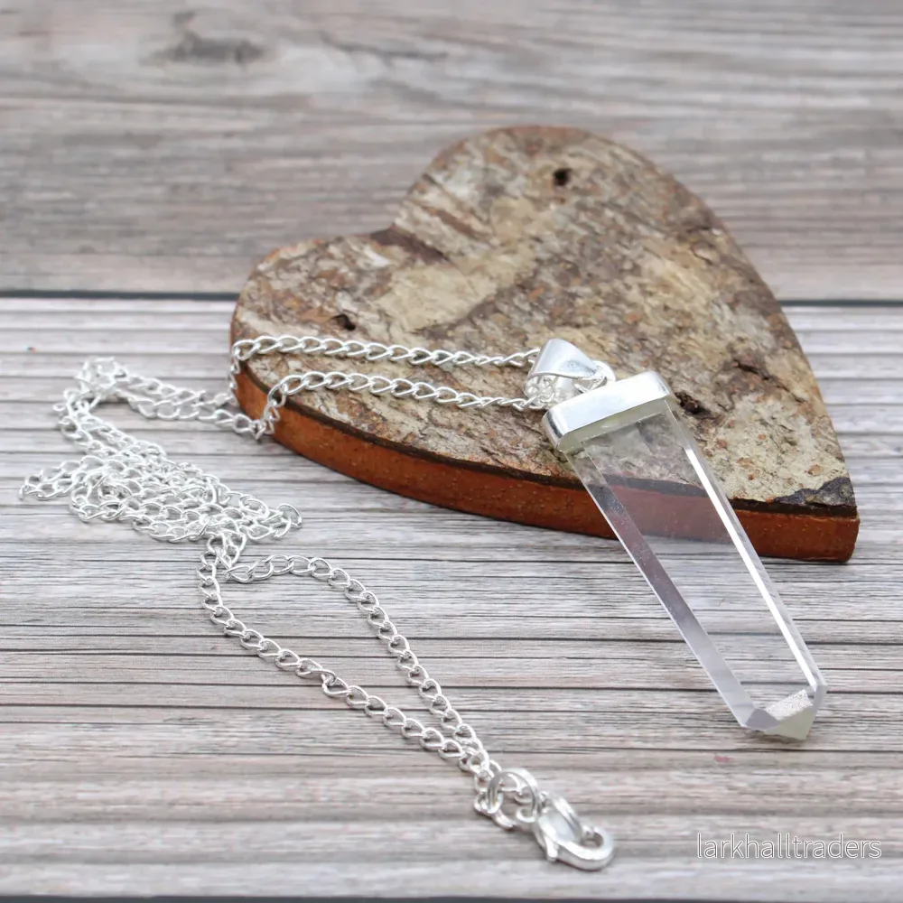 Halsband med bergkristall – platt kristallspets - Bild 2